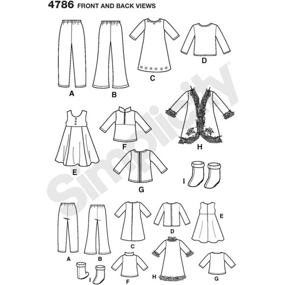 Simplicity 4786 Doll Clothes Sewing Pattern For 18" Dolls - Picture 2 of 3